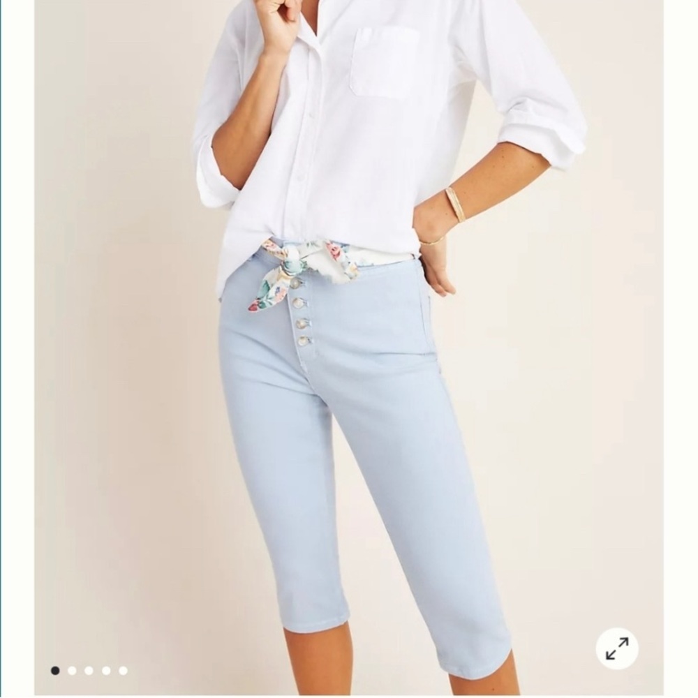 Anthropologie Pilcro Button Fly High Rise Denim Legging Pedal Pushers Jeans 27
